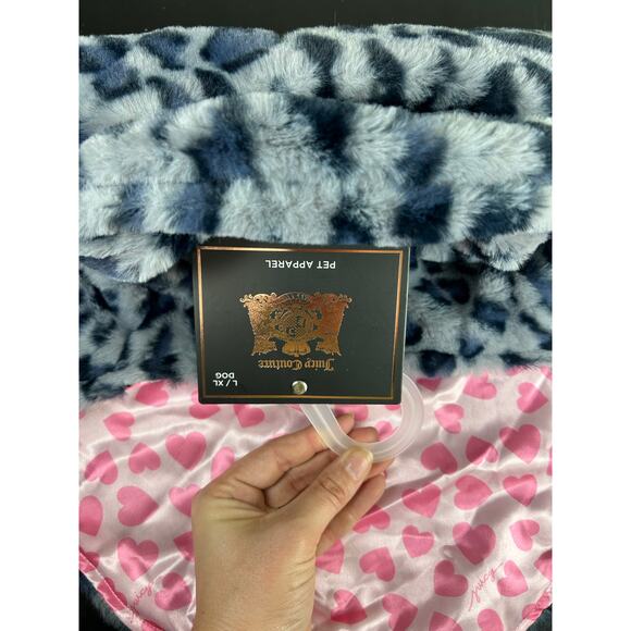 NWT Dog Coat- Pet Clothes- Girl Pup Sz Large- Leopard Print Gray Blue- Juicy - Picture 4 of 9